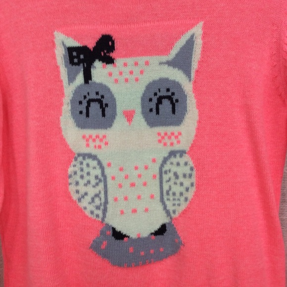 Girls Cherokee Pink “OWL” Size 5 Sweater - Picture 2 of 5